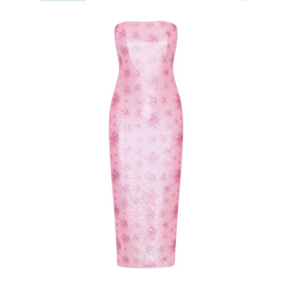 LoveShackFancy Stasia Sequin Dress Sz 2 Love Shack Fancy Flamenco Pink Ethereal - Picture 2 of 16